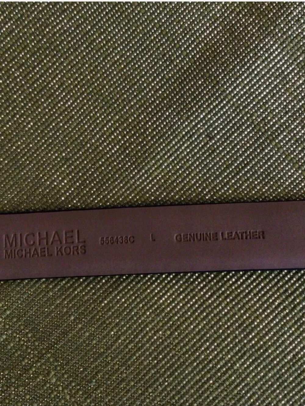 *(Ew)Michael Kors Black Leather Belt with Silver MK Crystal Buckle